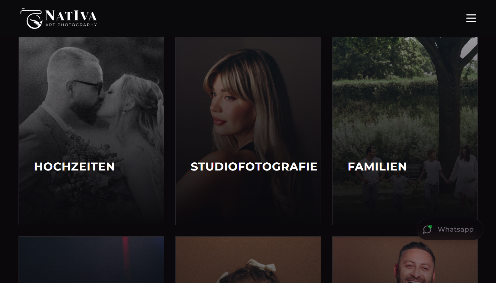 Webdesign-Referenz NatIva Photography – Seite für Hochzeitsfotografie
